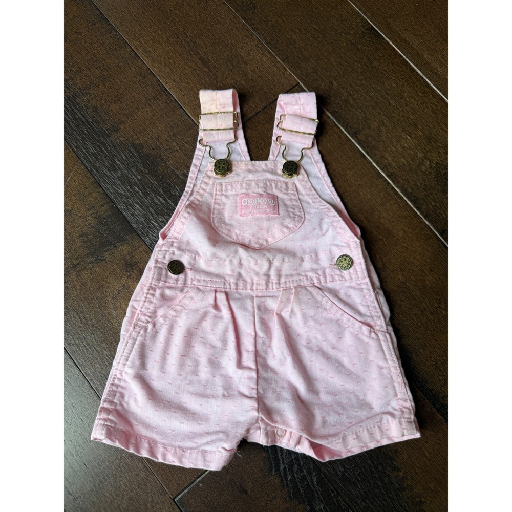OshKosh B'gosh Shortalls 6/9 Months Pink Vintage Vestbak Baby Overalls